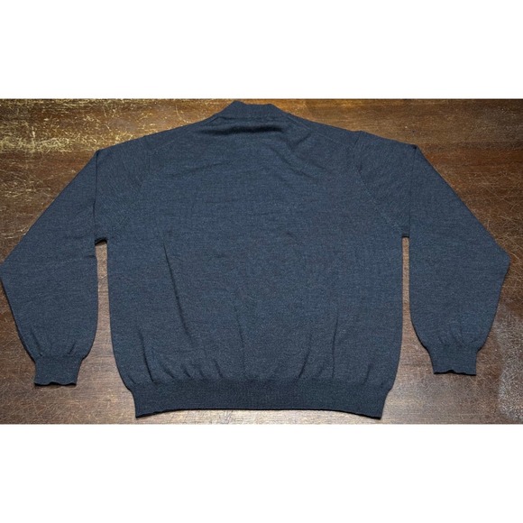 Pronto Uomo 100% Merino Wool Sweater Mens L Gray Mock Neck Preppy EUC - Picture 2 of 8